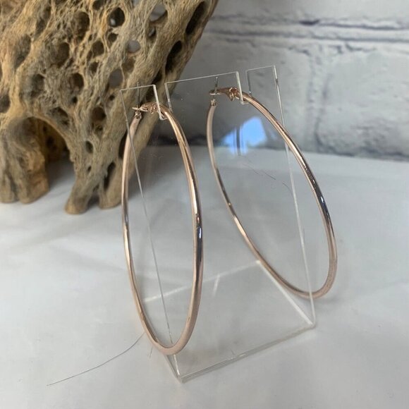 Large Gold-Tone 2.5" Hoop Earrings - Picture 1 of 6